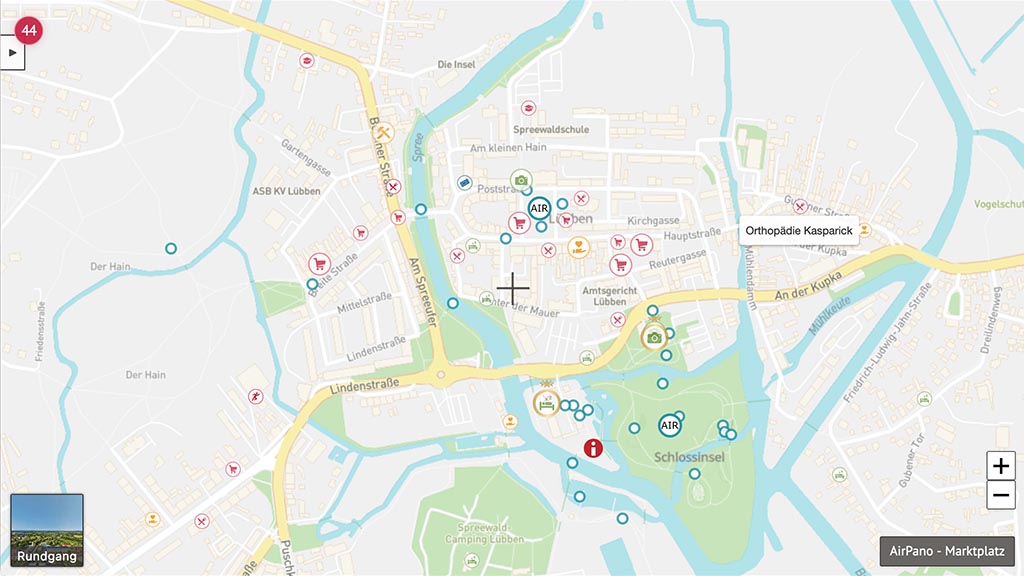 Interaktive Karte in einer 360 Grad Tour